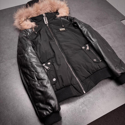 Philipp plein leather sleeve jacket