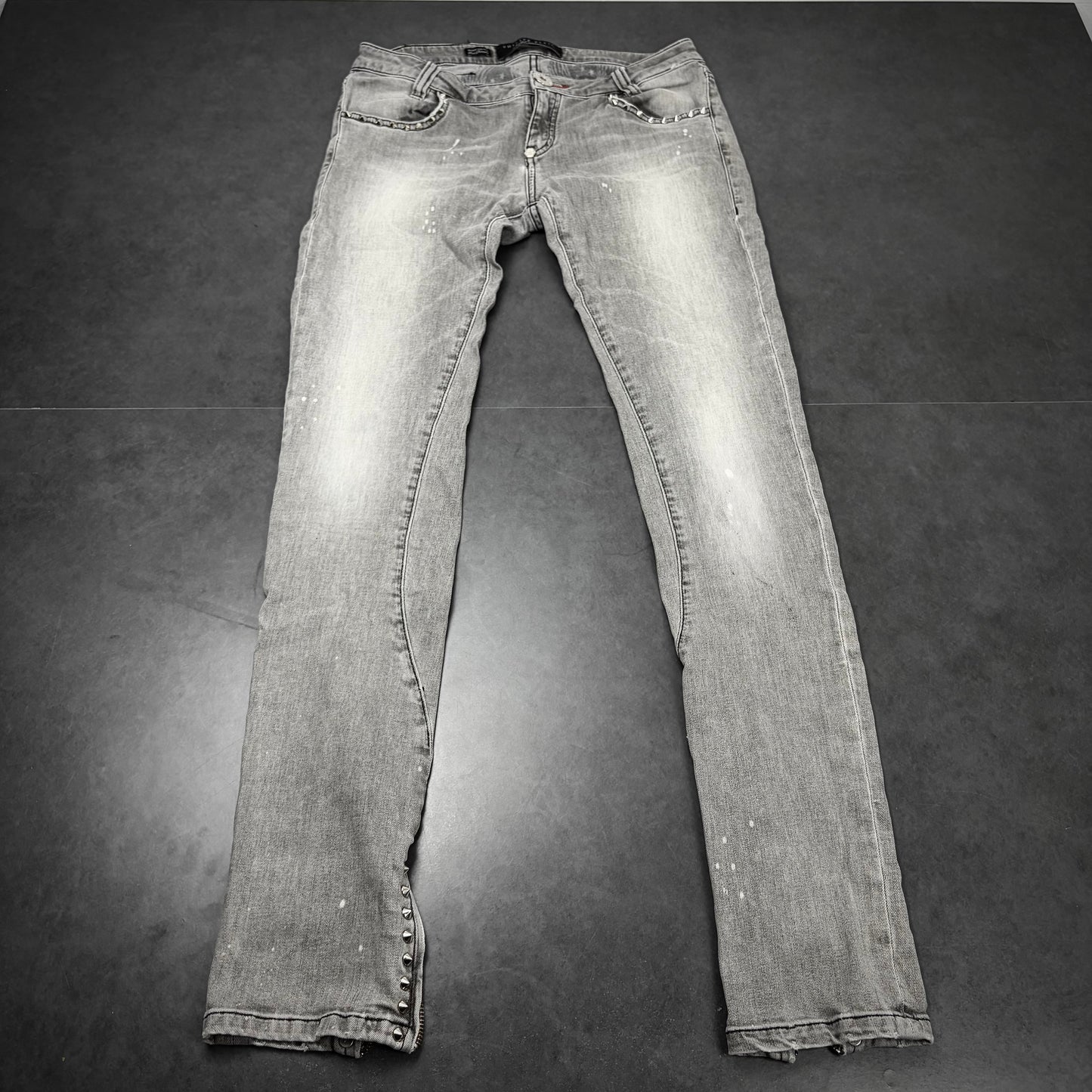 Philipp Plein Studded Zip Denim