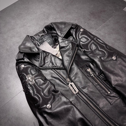 Philipp plein cross razorblade leather jacket