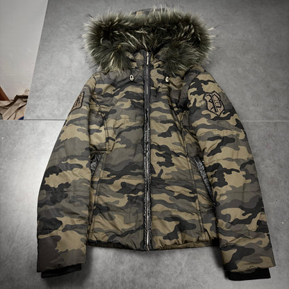 Philipp plein camo fur puffer jacket
