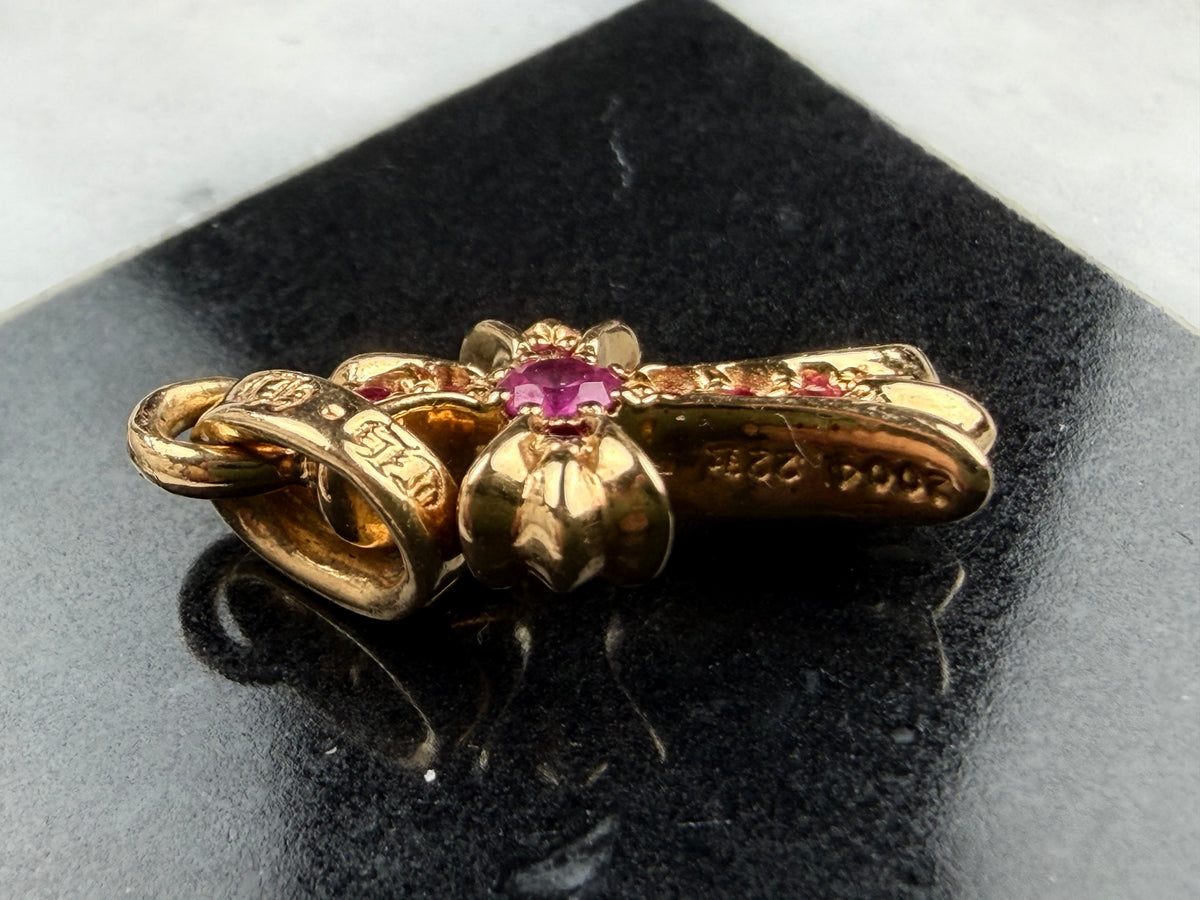 Chrome hearts 22k Yellow Gold Babyfat pink sapphire Pendant