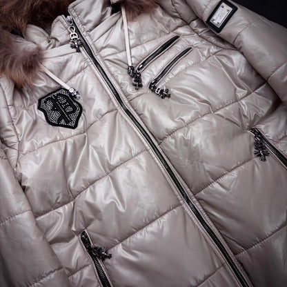 Philipp plein waxed fur hood puffer