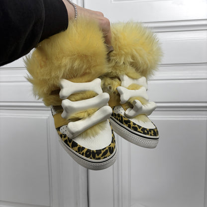 Jeremy Scott x Adidas Yellow Bone Fur Sneaker