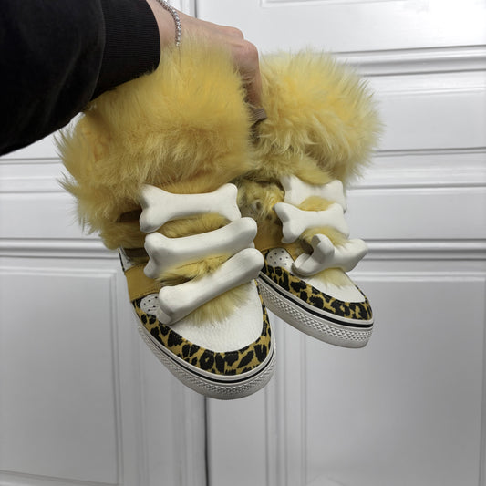 Jeremy Scott x Adidas Yellow Bone Fur Sneaker