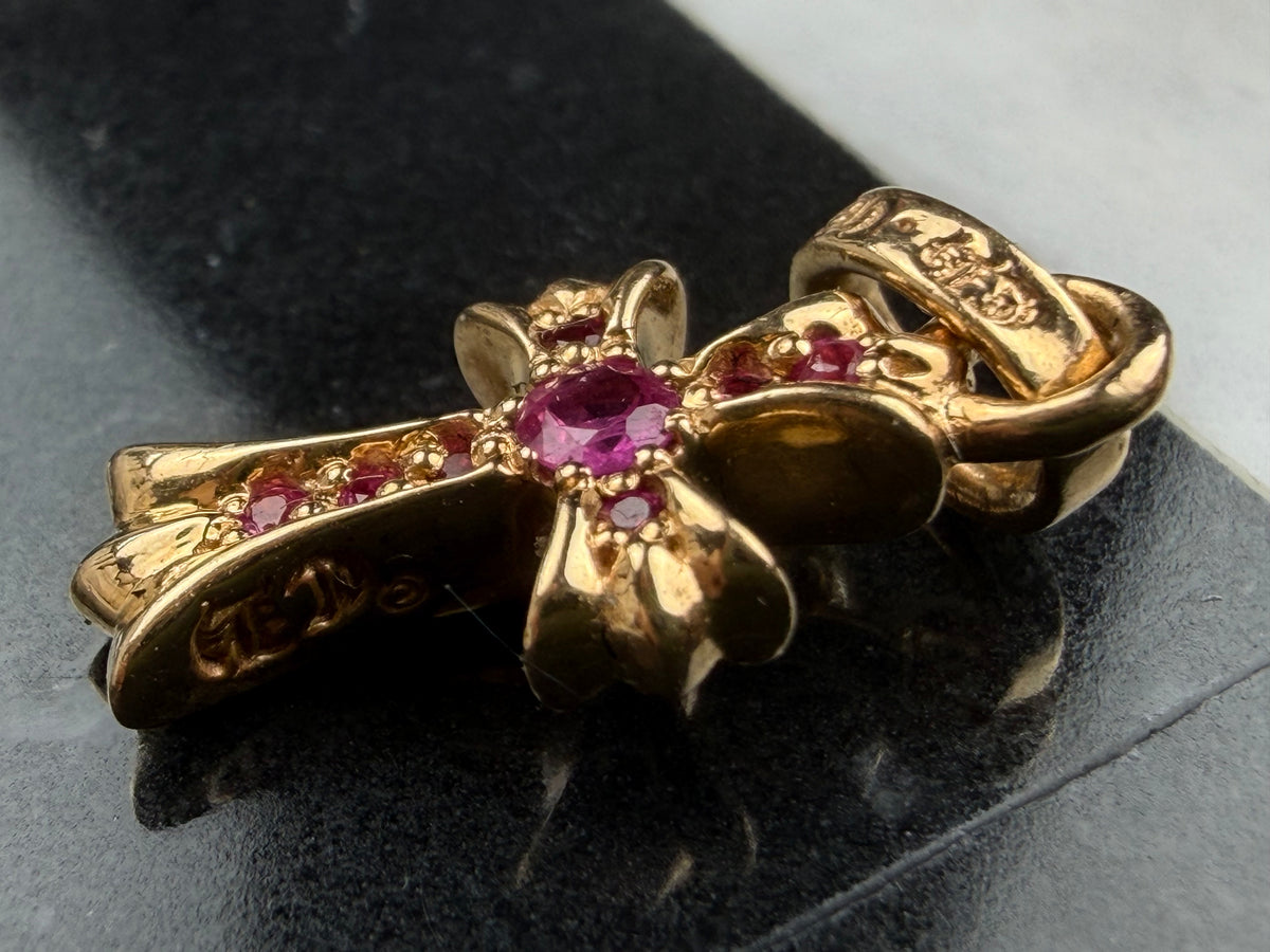 Chrome hearts 22k Yellow Gold Babyfat pink sapphire Pendant