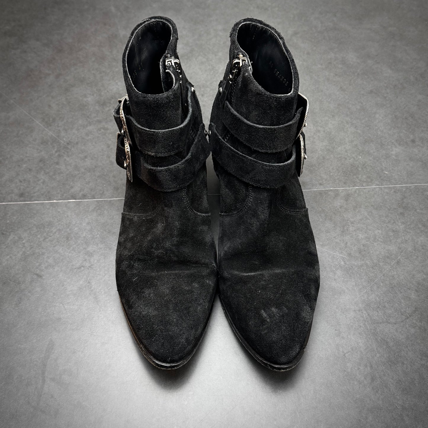 Saint Laurent Suede Buckle Boots