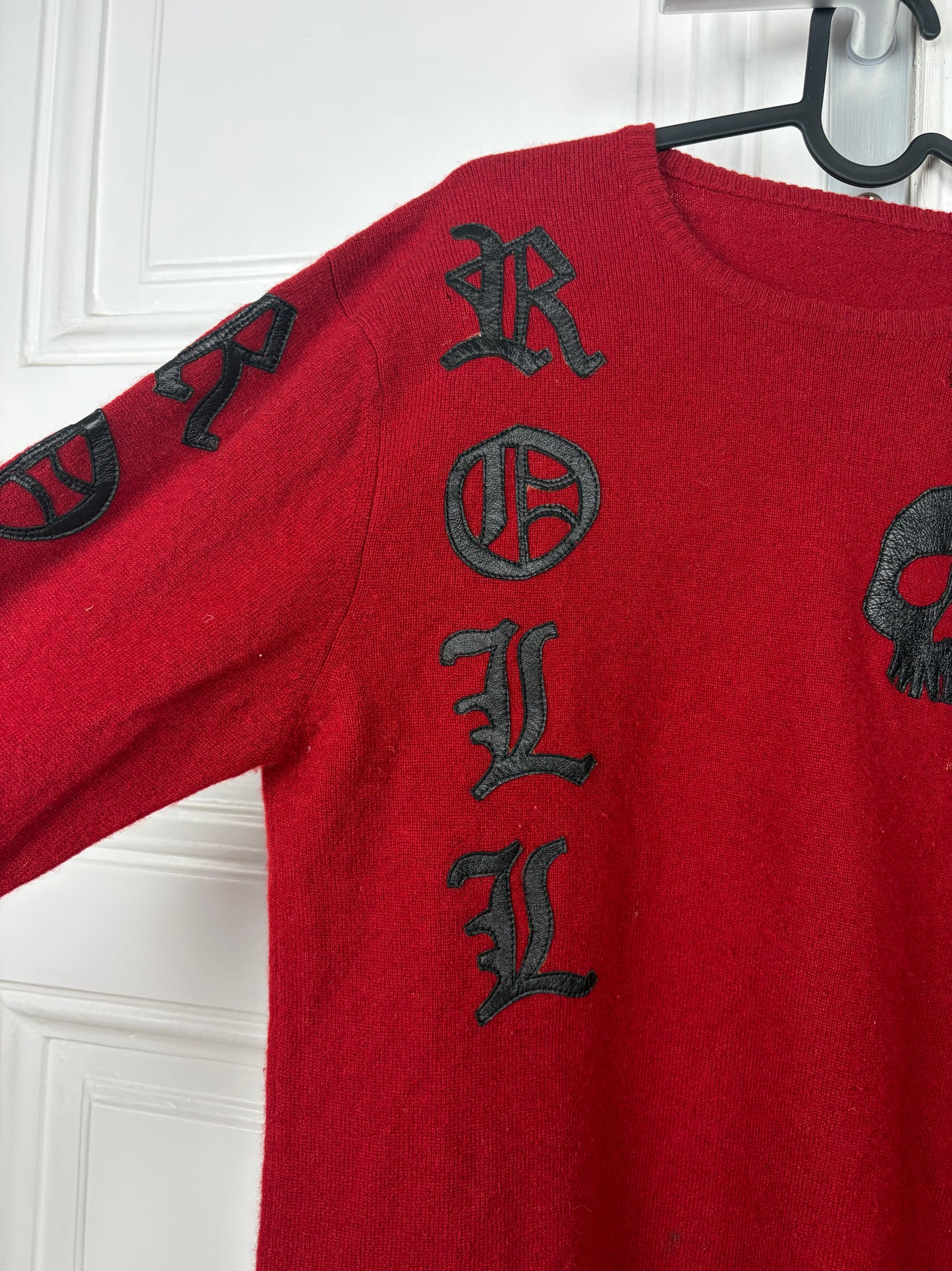 A&G 100% Cashmere Leather Skull Sweater