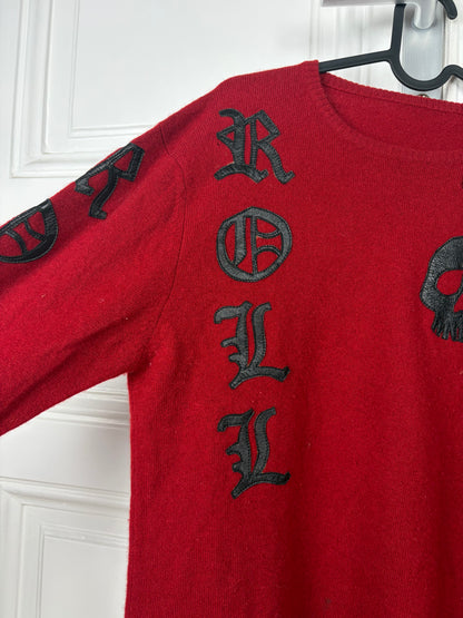 A&G 100% Cashmere Leather Skull Sweater