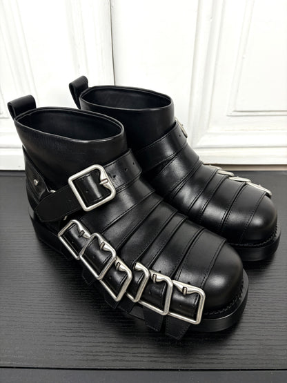 Burberry Multistrap Leather Buckle Boot