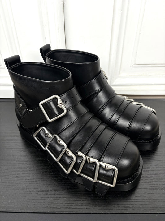 Burberry Multistrap Leather Buckle Boot