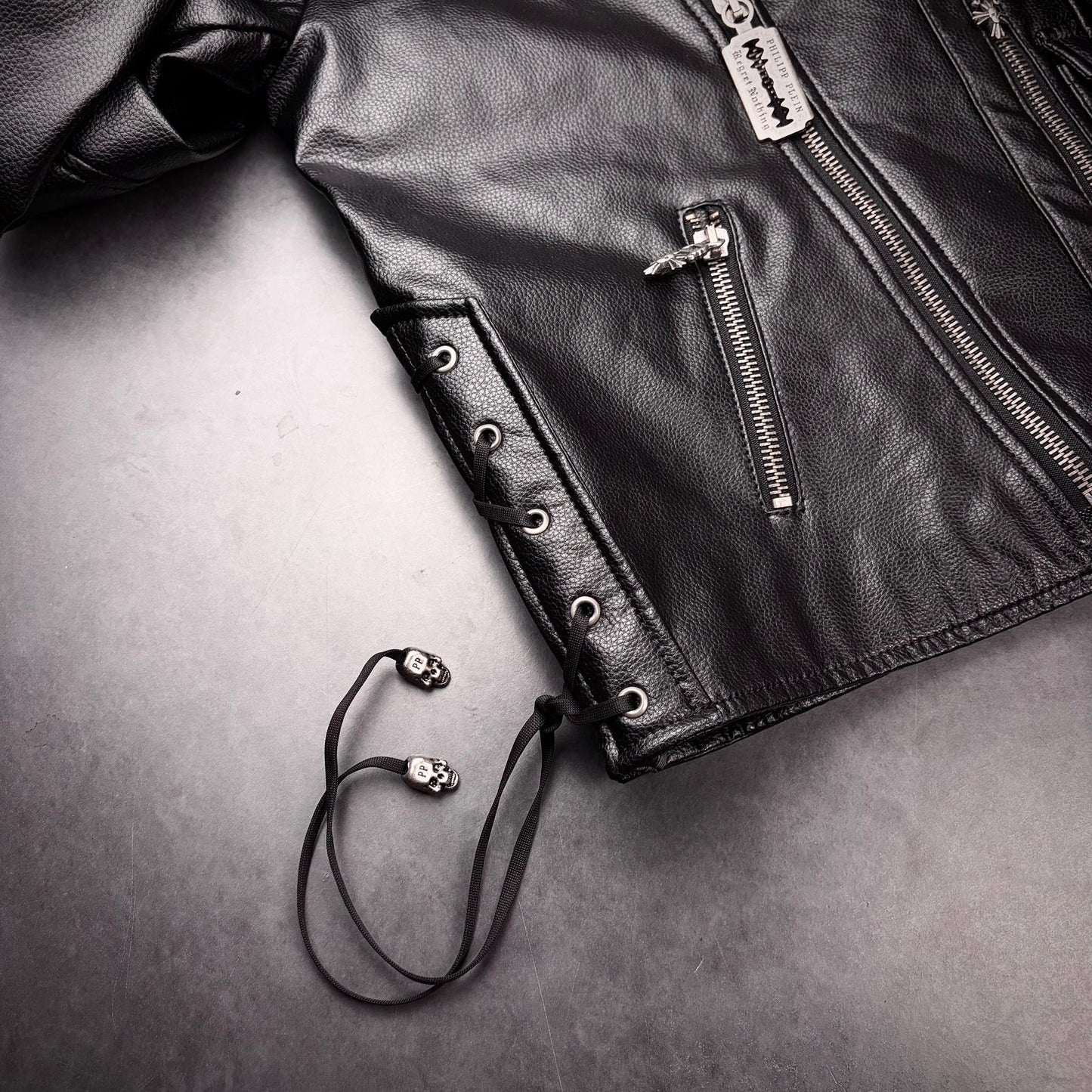 Philipp plein cross razorblade leather jacket