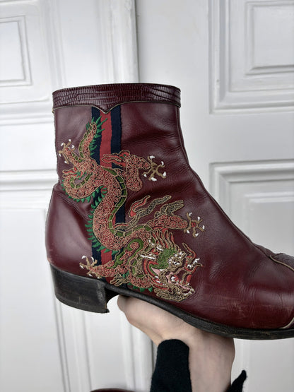 Gucci S/S 2018 lizard skin dragon embroidered boots