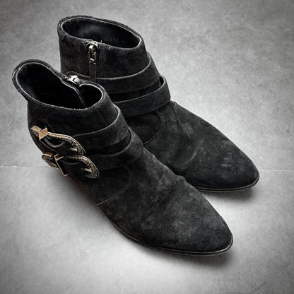 Saint Laurent Suede Buckle Boots