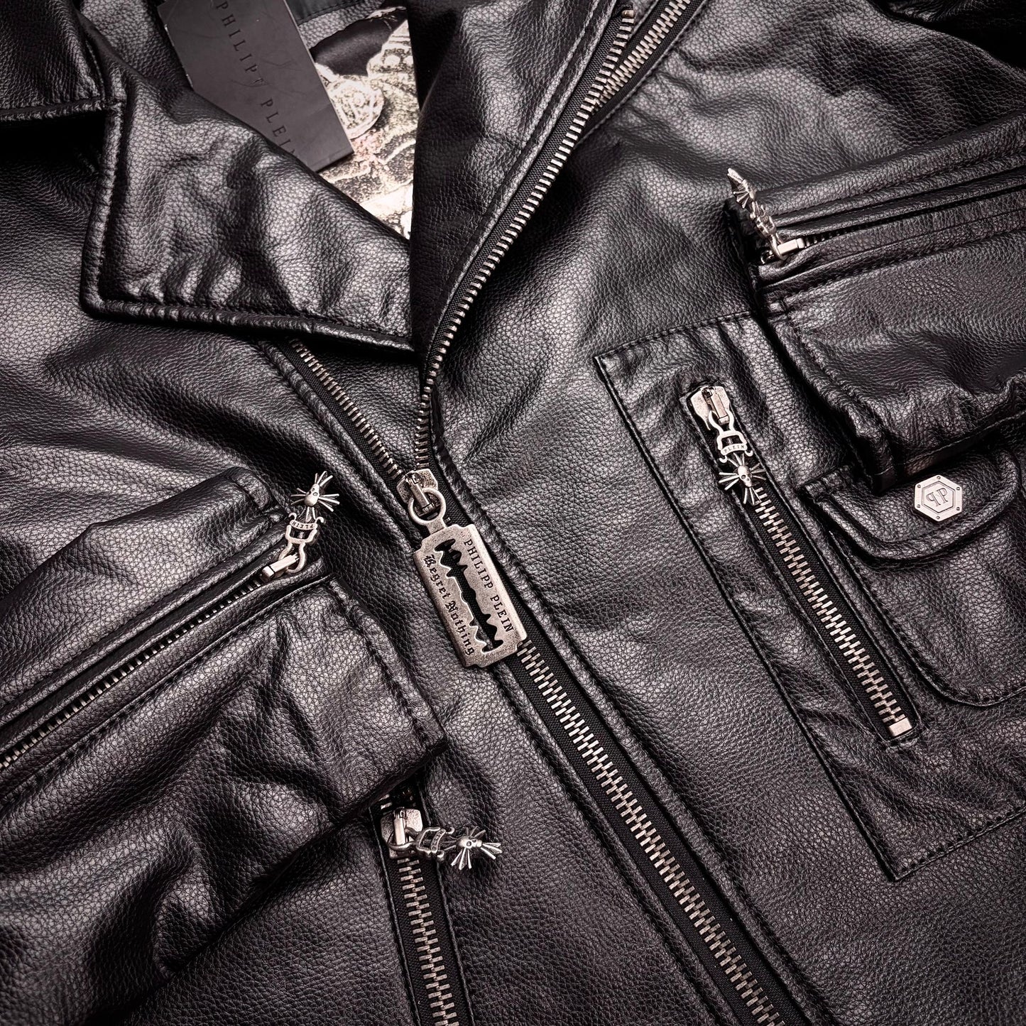 Philipp plein cross razorblade leather jacket