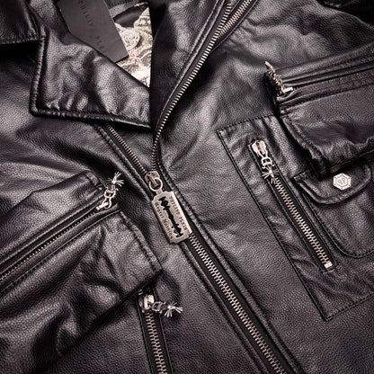 Philipp plein cross razorblade leather jacket