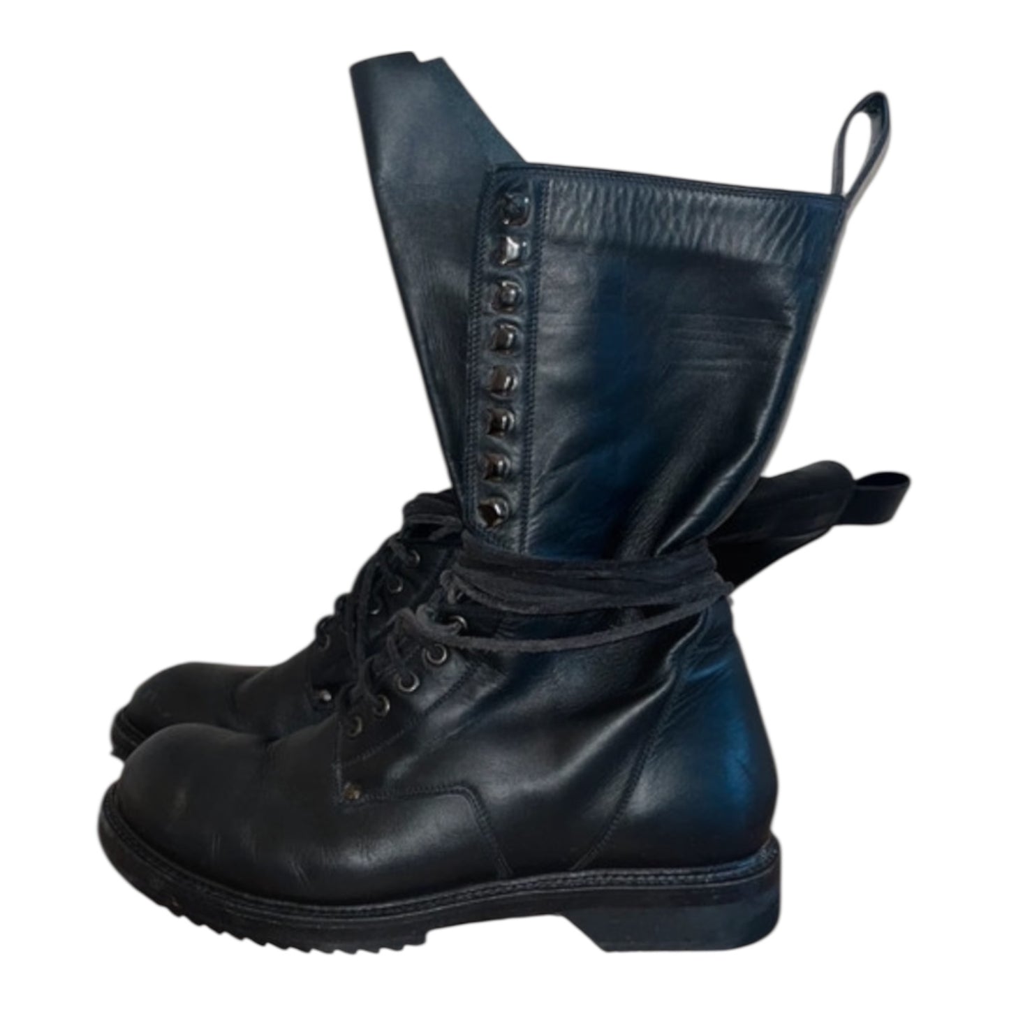 Rick owens laced up combat boots