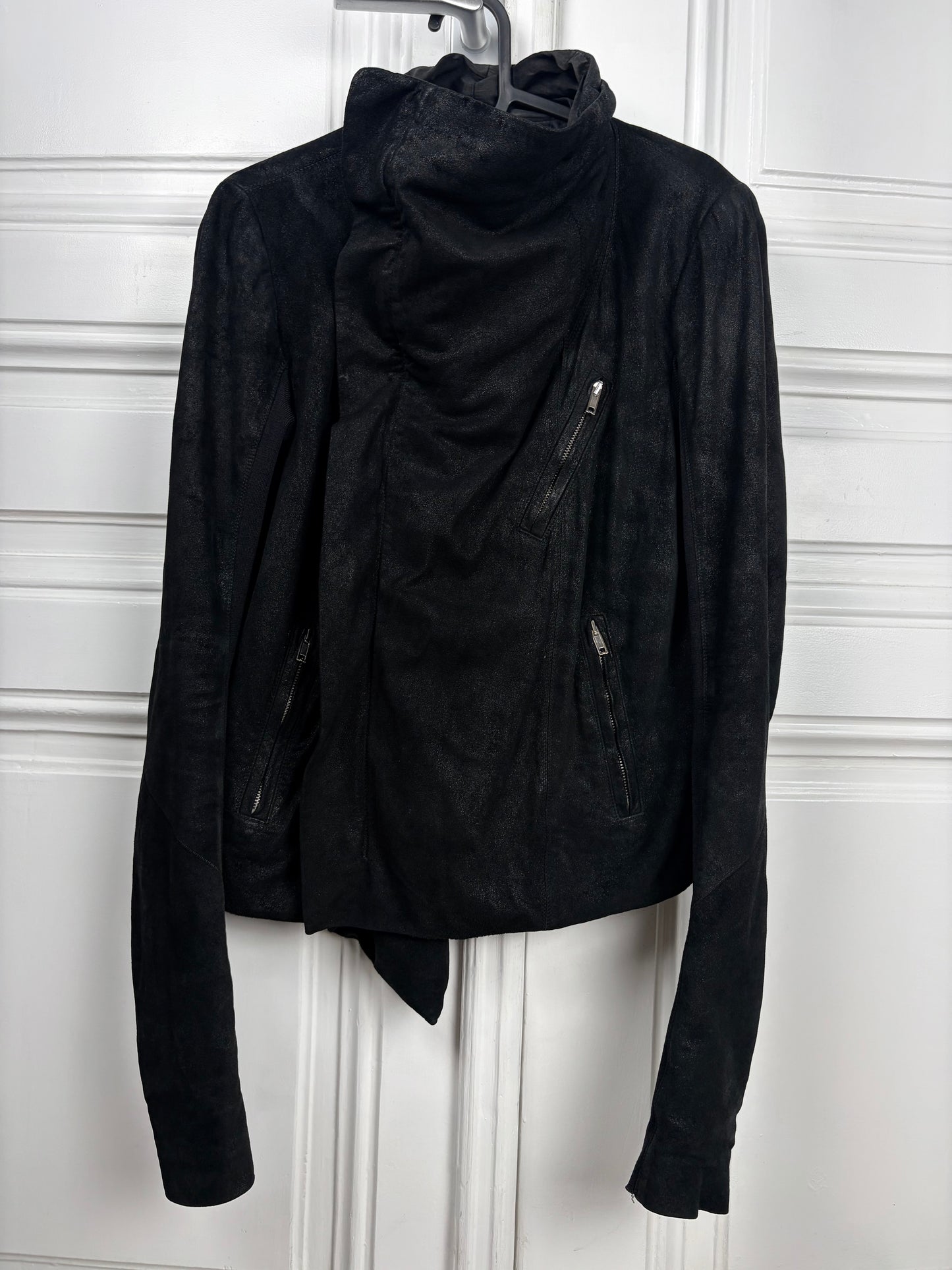 Rick Owens suede classic biker jacket