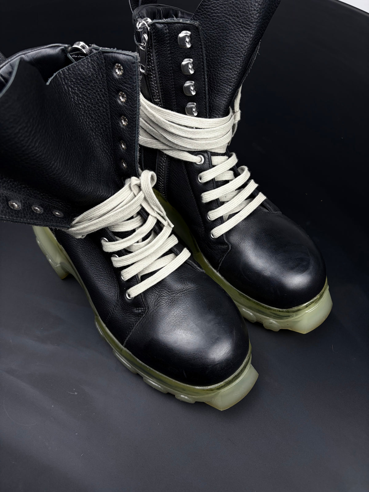 Rick Owens Bozo Laced Up Transparent Boots