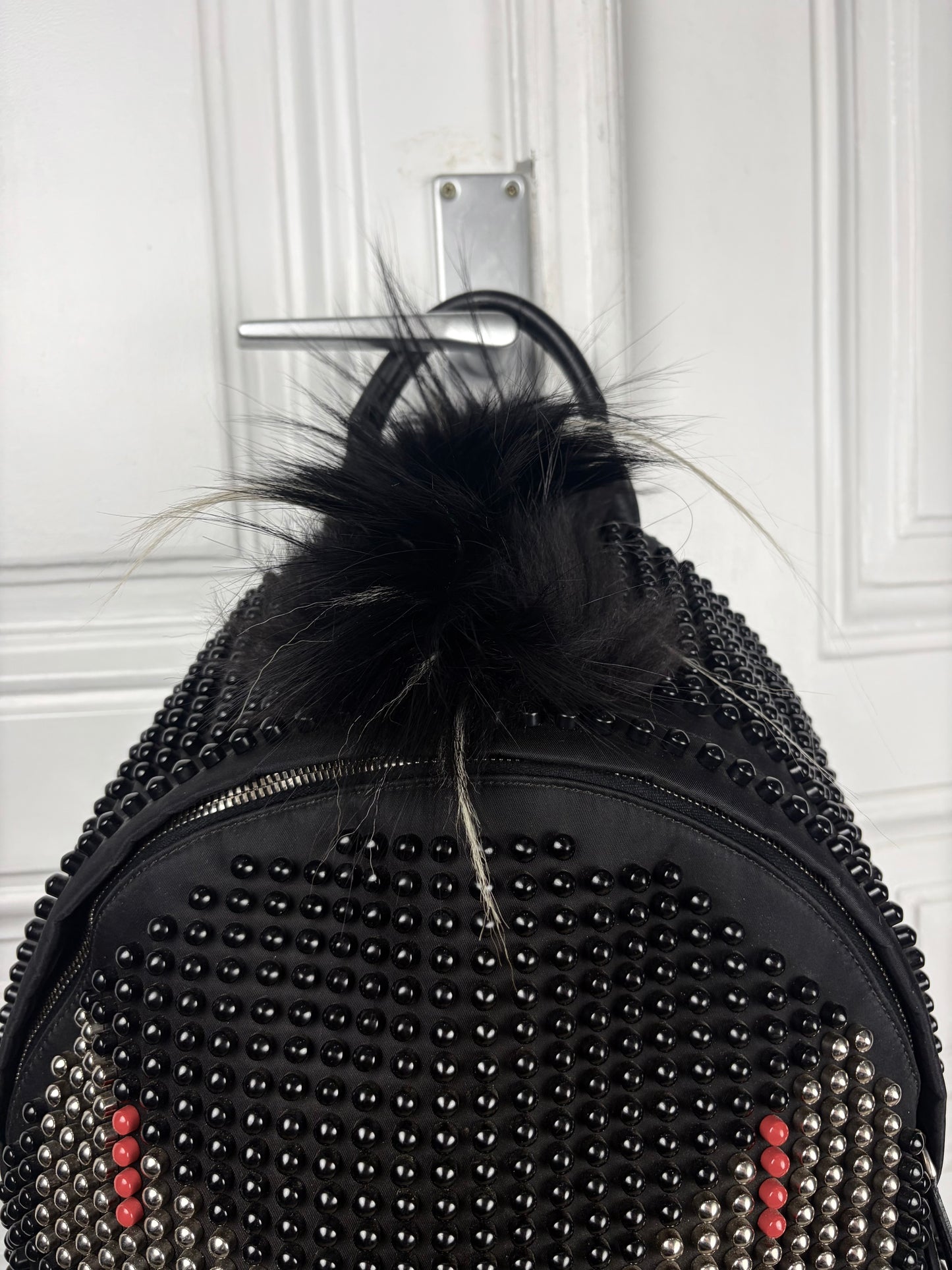 Fendi Studded Fur Monster Backpack