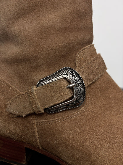 Saint Laurent Western Buckle Boots By Hedi Slimane