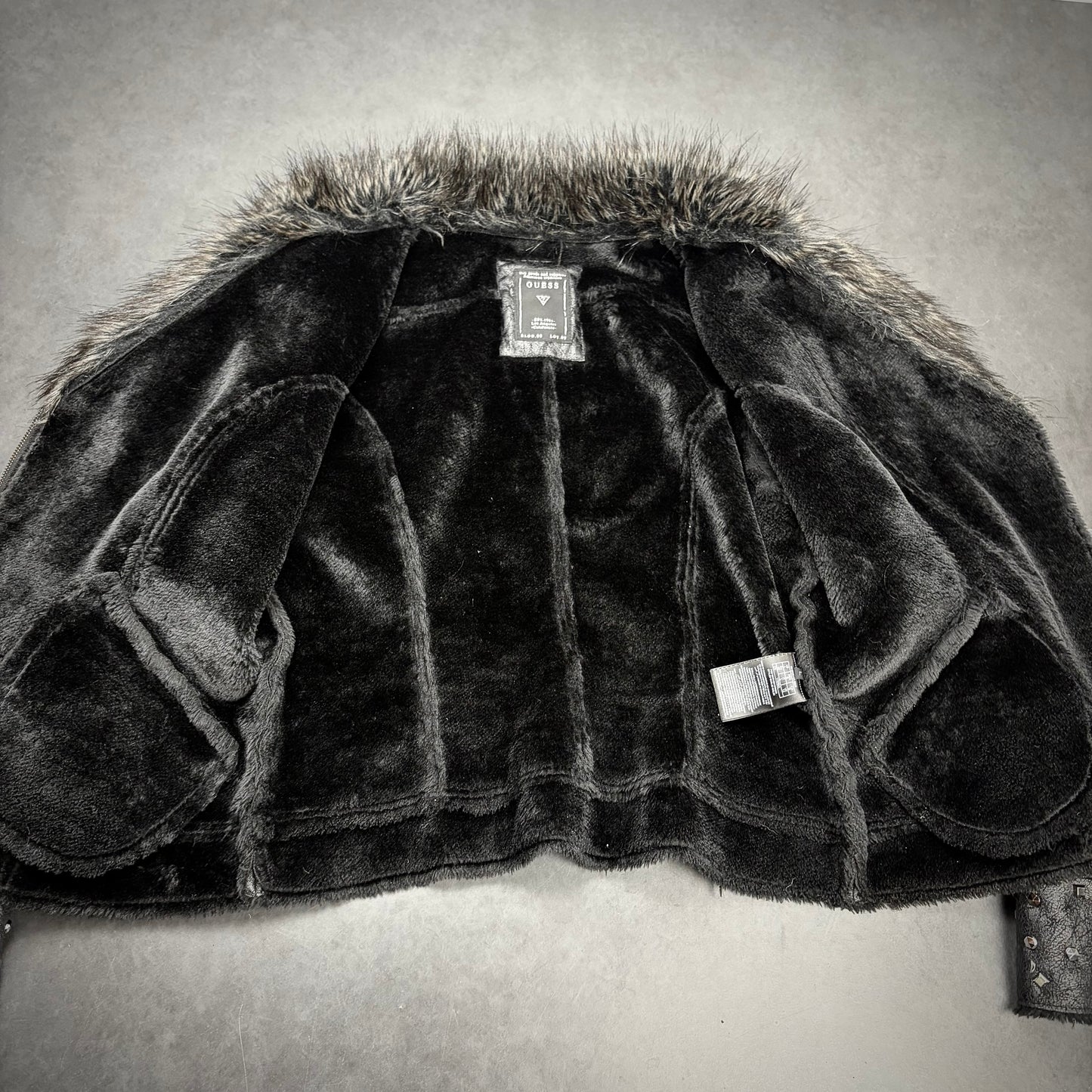 Guess Studded Fur Leather Jacket