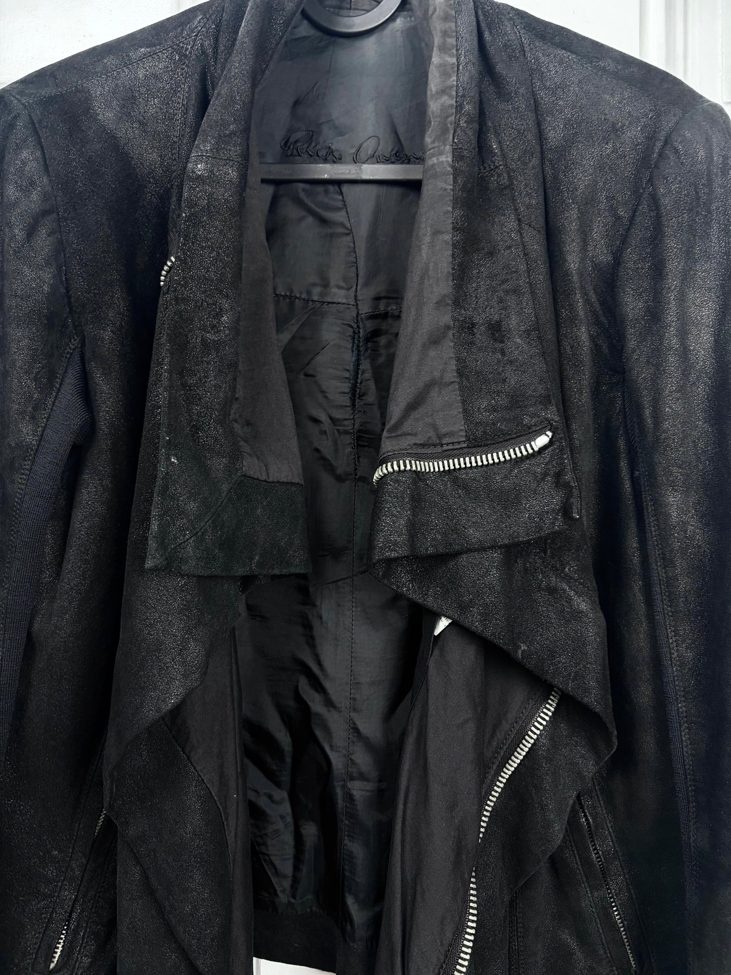 Rick Owens suede classic biker jacket
