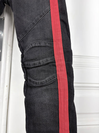 Balmain Red Stripe Biker Denim
