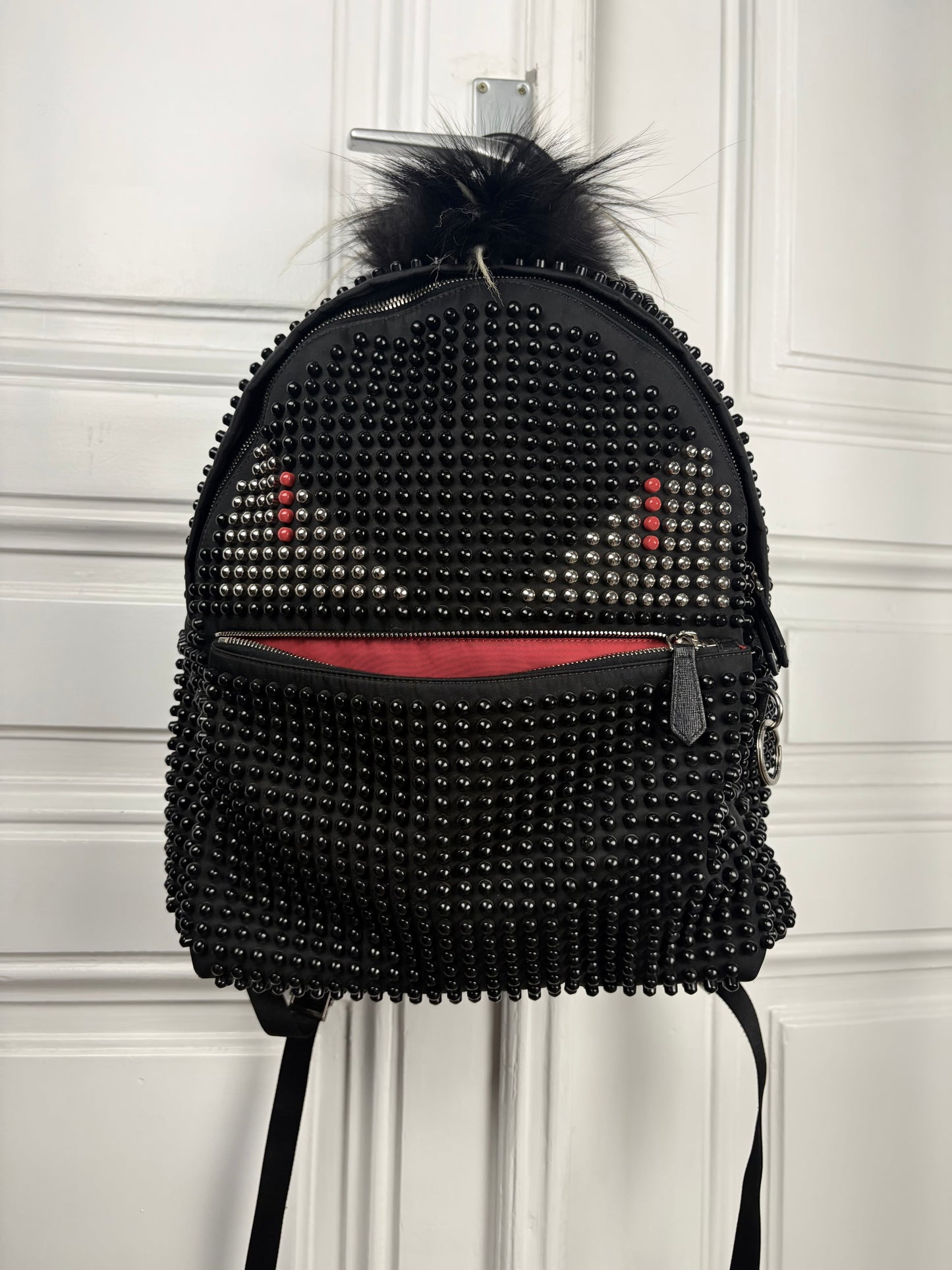 Fendi Studded Fur Monster Backpack