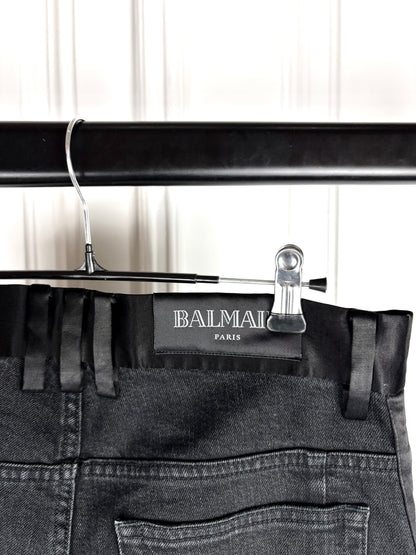 Balmain Sample Distressed Satin Denim
