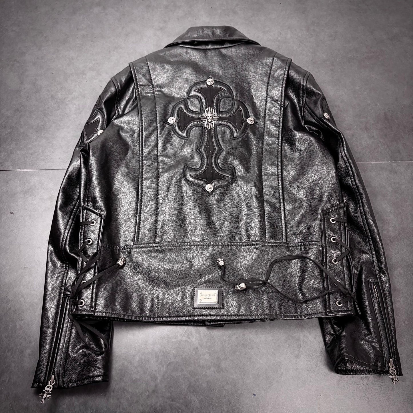 Philipp plein cross razorblade leather jacket