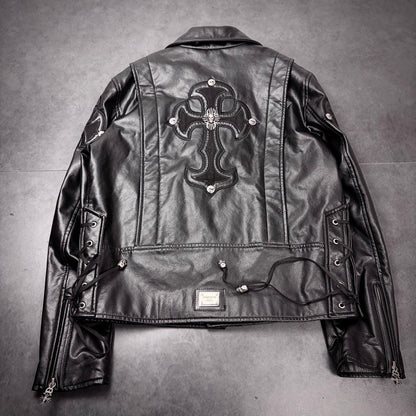 Philipp plein cross razorblade leather jacket