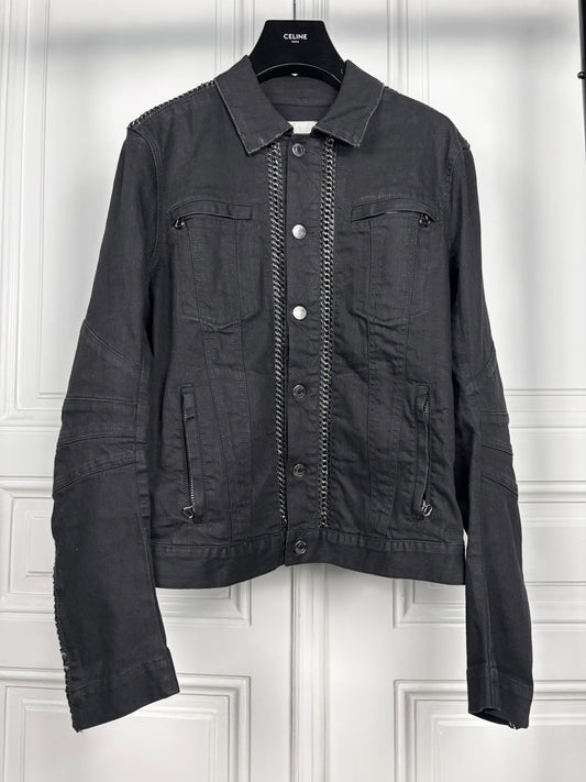 Balmain Denim Chain Biker Jacket