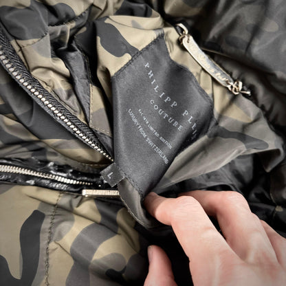 Philipp plein camo fur puffer jacket