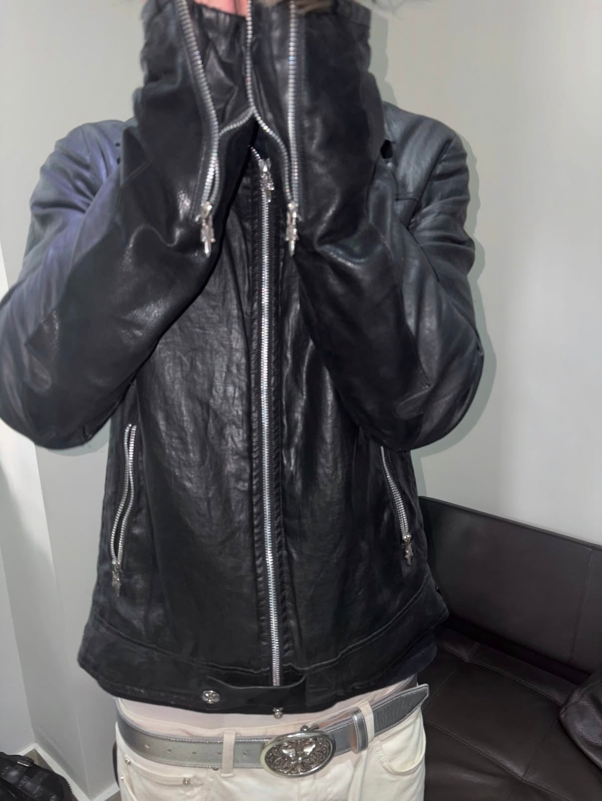 Chrome Hearts Fleur Waxed Carmalita Moto Jacket