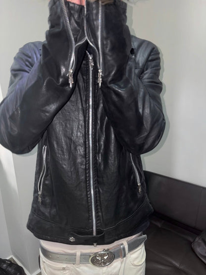 Chrome Hearts Fleur Waxed Carmalita Moto Jacket