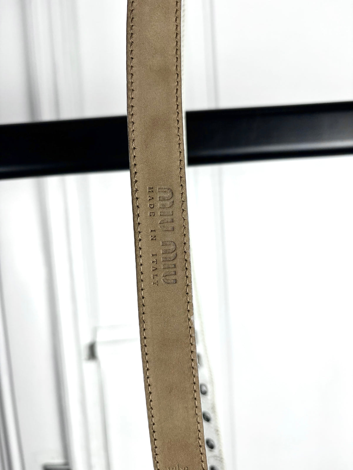 Miu Miu Cracked Leather Diamond Belt