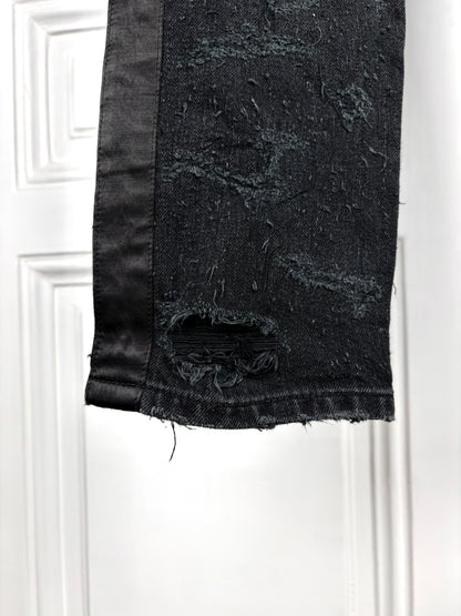Balmain Sample Distressed Satin Denim