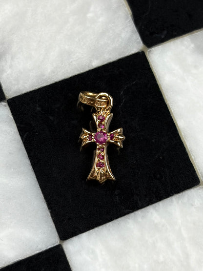 Chrome hearts 22k Yellow Gold Babyfat pink sapphire Pendant
