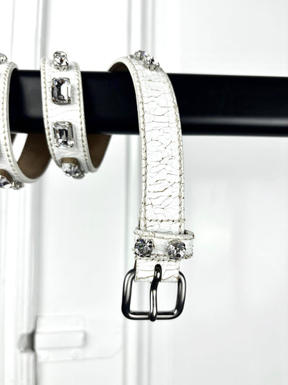 Miu Miu Cracked Leather Diamond Belt