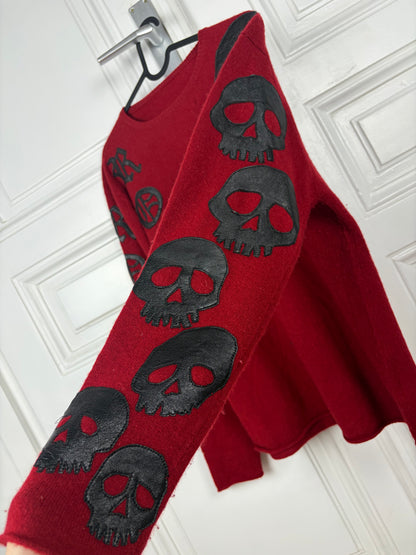 A&G 100% Cashmere Leather Skull Sweater