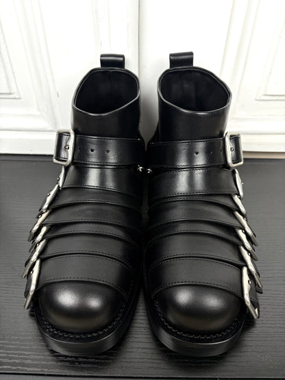 Burberry Multistrap Leather Buckle Boot