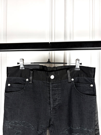 Balmain Sample Distressed Satin Denim