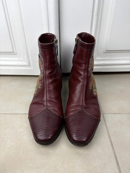 Gucci S/S 2018 lizard skin dragon embroidered boots