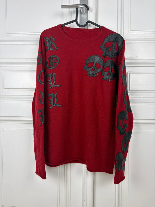 A&G 100% Cashmere Leather Skull Sweater