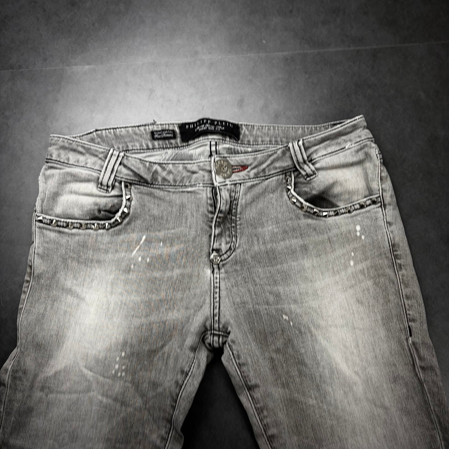 Philipp Plein Studded Zip Denim