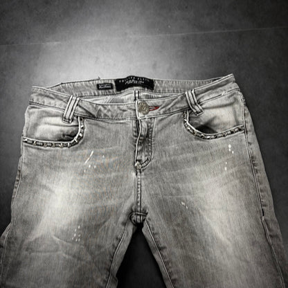 Philipp Plein Studded Zip Denim