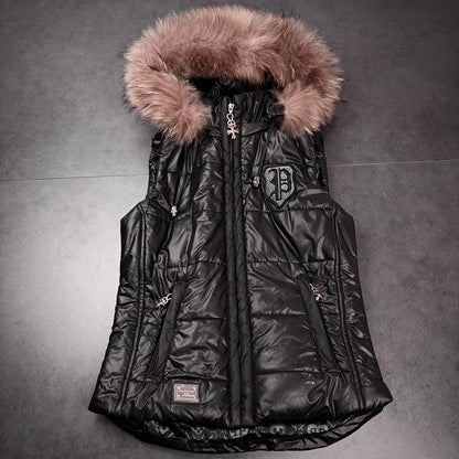 Philipp plein waxed fur puffer vest