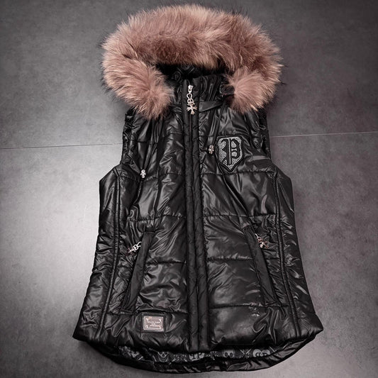 Philipp plein waxed fur puffer vest
