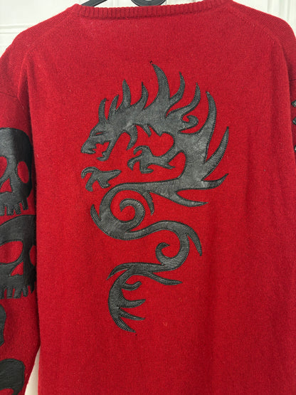 A&G 100% Cashmere Leather Skull Sweater