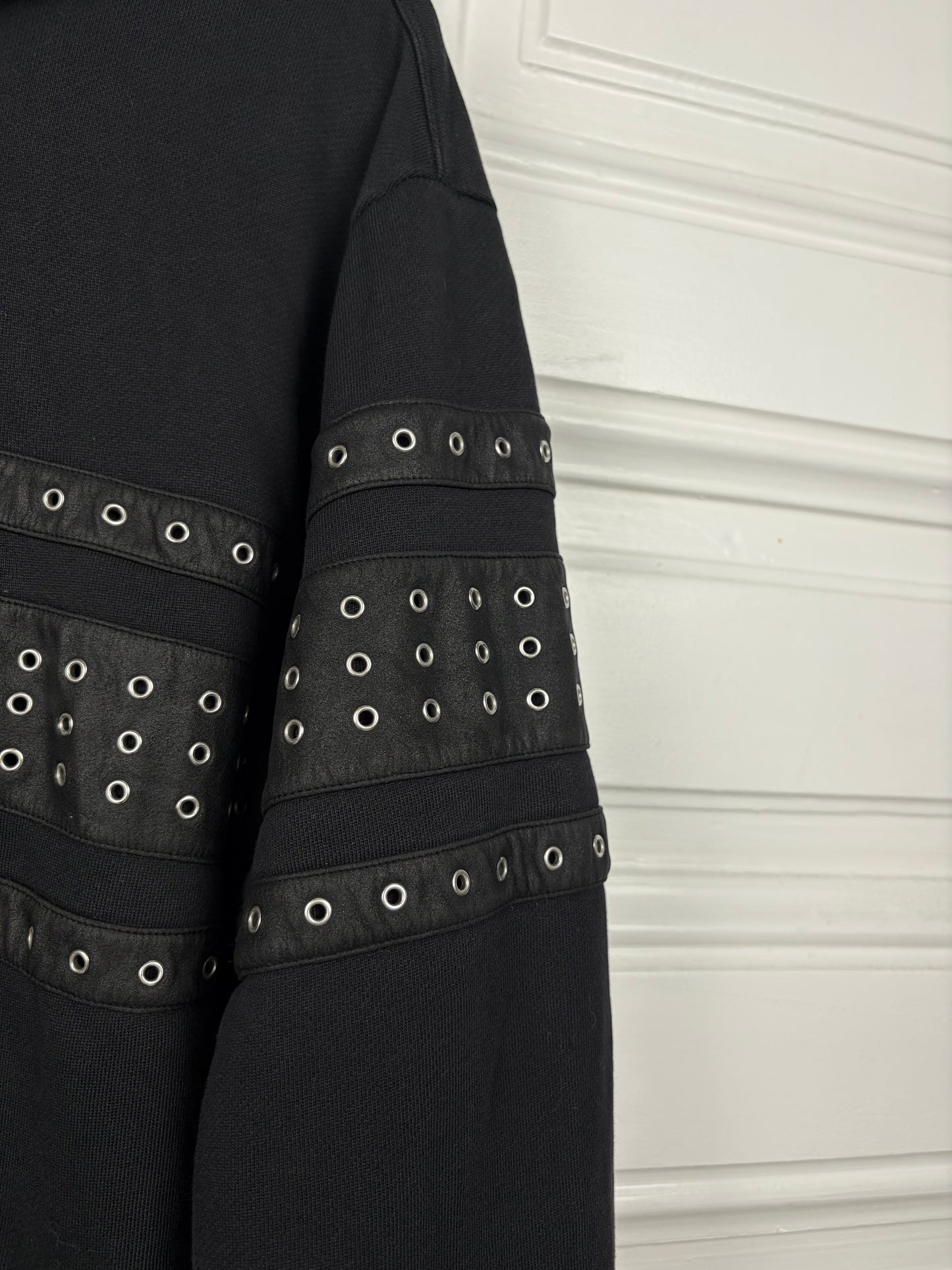 Just Cavalli Eyelet Leather Zip Hoodie